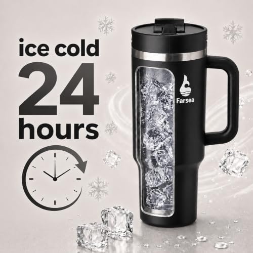 Farsea 40oz Insulated Stainless Steel Travel Tumbler with Handle & Straw - Image 6