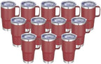 20 oz Stainless Steel Tumbler with Handle Bulk Metal Insulated Tumblers Travel Coffee Mug with Handle Double Wall Tumbler Cup with Lid and Straw, Wine Red 12 Pack by Abbrevi