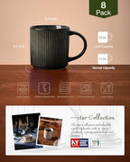 famiware Coffee Mug Set of 8, Star 12 oz Ceramic Mugs Cups Set with Handle - Image 4