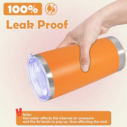 20oz Tumbler Stainless Steel Tumbler Coffee Tumbler with Lid Orange, 4P - Image 6