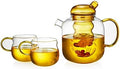 Coffee And Tea Kettle Handmade Glass Teapot With Removable Loose Tea Glass Infuser Blooming Teas 2-in-1 Tea Kettle Applicable Electric Pottery Tea Pot (Color : Yellowx2 Cup) by NEWCES