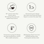 AUNMAS Gooseneck Electric Kettle with Temperature Control 600ml Stainless Steel Pour Over Kettle with Built in Thermometer for Coffee Tea Home Camping - Image 6