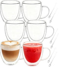Glass Coffee Cups Set Of 6 - 8.5oz Double Walled Glass Coffee Mugs with Handle,Clear Insulated Borosilicate Glass Mug,Suitable for Cappuccino,Tea,Latte,Hot Beverage and Wine (6 Pack 8.5oz +6 Spoons) by Unknown