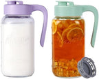 Mason Jar Pitcher - Airtight & Leakproof Glass Pitcher with Lid, Perfect for Breastmilk, Cold Brew, and Sun Tea, 2 Quart (64 oz) Mason Jar with Pour Spout Lid by spreccio