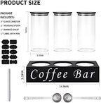 ZOMUIA Glass Coffee Containers Airtight Coffee Bean Storage Jars with Shelf, 3Pcs 44oz Coffee Station Organizer Coffee Canisters, Kitchen Food Storage Jars for Sugar, Candy, Oats, Nuts (BLACK) - Image 4