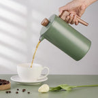 1l French Press Coffee Maker 34oz Coffee Press With Wood Handle Double Wall Insulation 3 Stainless Steel Filter Screen Brewed Coffee Pot For Coffe And Tea - Image 2