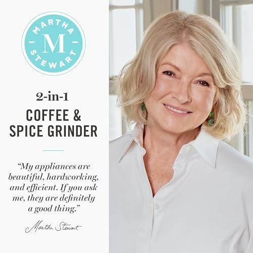 Martha Stewart Electric Coffee & Spice Grinder with Dual Bowls, Sky Blue - Image 2