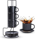 GBhome 6 OZ Coffee Mugs with Saucer and Stand, Ceramic Espresso Coffee Cup by GBhome