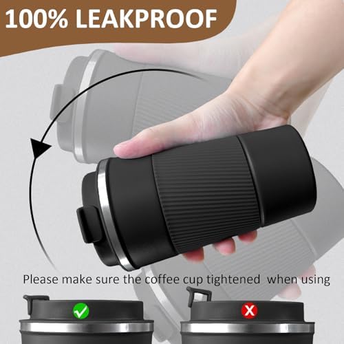 4 Pack Insulated Coffee Mug with Lid 17oz Travel Coffee Tumbler Stainless Steel Reusable Coffee Cups Thermal Coffee Mug for Hot and Iced Cold Drinks, Black - Image 4