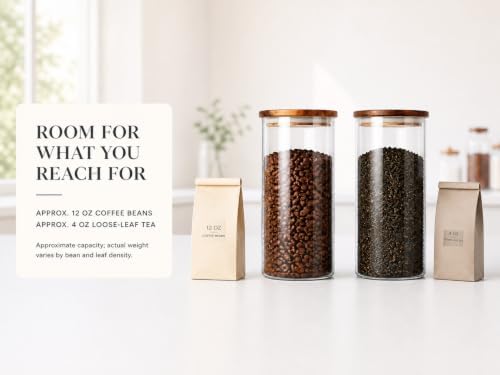 KKC HOME ACCENTS Glass Canister for Coffee Bean & Tea, 39 oz Jar with Lid - Image 4