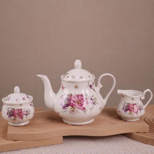 Guangyang 15pcs Porcelain Tea Sets 7 OZ Cups& Saucer Service for 6, with Teapot Sugar Bowl Cream Pitcher for Tea/Coffee - Image 4