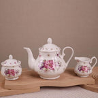 Guangyang 15pcs Porcelain Tea Sets 7 OZ Cups& Saucer Service for 6, with Teapot Sugar Bowl Cream Pitcher for Tea/Coffee - Image 4