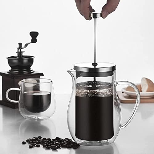 French Press Coffee Maker,Double Wall Borosilicate Glass 304 Stainless Steel Filtration System Clear Coffee Press Tea Pot(Transparent,350ml) - Image 6