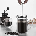 French Press Coffee Maker,Double Wall Borosilicate Glass 304 Stainless Steel Filtration System Clear Coffee Press Tea Pot(Transparent,350ml) - Image 6
