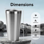 5 Pcs 18.6 oz Small Metal Cup, Double Wall Vacuum Stainless Steel Insulated Cup, Reusable Camping Cups Unbreakable Indoor Outdoor for Party, Home, Office, BBQ, Silver - Image 2