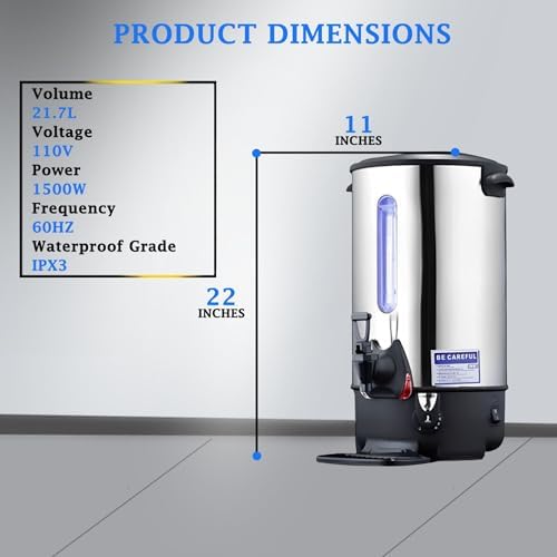 Commercial Electric Kettle Warmer Stainless Steel Hot Water Dispenser Hot Water Boiler And Warmer with Faucet Quick-Temp or Boil for Tea Coffee 1500W 21.7 Liter Capacity - Image 2