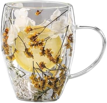 Cup 350ML Double Wall Coffee Glass with Handle Tea Mug by Unknown