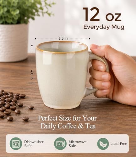 GBhome 12OZ Coffee Mugs Set of 6, Stoneware Coffee Mugs Set, Dishwasher & Microwave Safe - Image 3