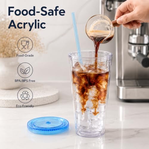 Sursip 32oz Clear Tumblers with Lids and Straws, Reusable Iced Coffee Cups - Image 3