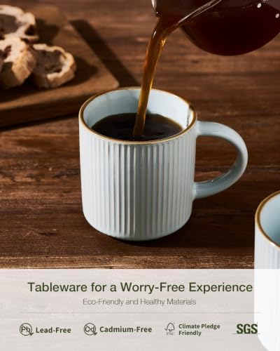 famiware Coffee Mug Set of 4, Star 12 oz Ceramic Mugs Cups Set with Handle - Image 6