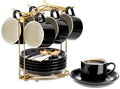 YOLIFE 4 OZ Porcelain Espresso Cups Set with Saucers and Foldable Stand by YOLIFE