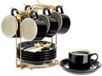 YOLIFE 4 OZ Porcelain Espresso Cups Set with Saucers and Foldable Stand by YOLIFE