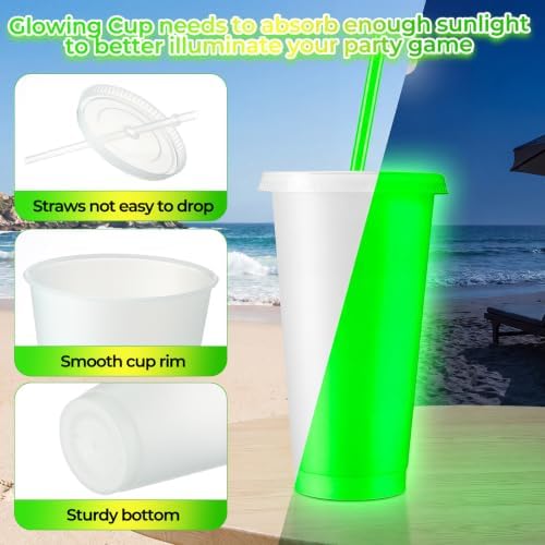 Honeydak 45 Pack 24 oz Glow in the Dark Halloween Cups, Fluorescent Green - Image 3