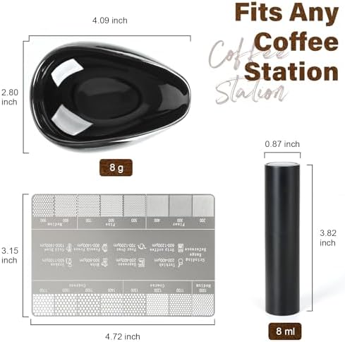 KitchenTour Ceramic dosing Cup & Anti-Static Sprayer & Grind Size Tool with Coffee Scale 3kg/0.1g - Image 2