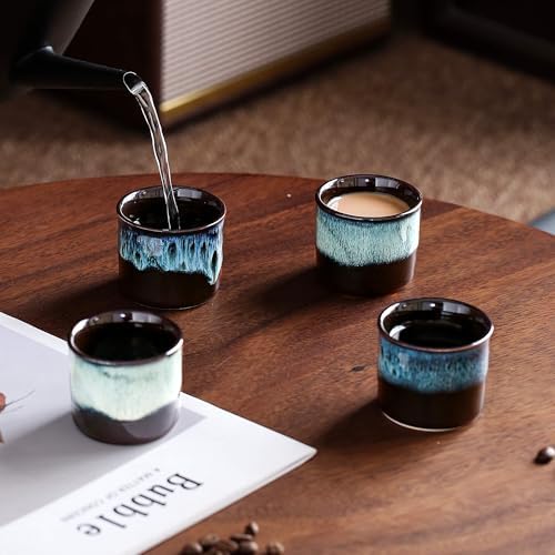 Japanese Tea Cups Set of 6, Ceramic Teacups, Chinese Tea Cups for Hot Tea or Coffee, Demitasse Cups 2.5 Ounces Coffee Mugs (mixed exterior) - Image 6