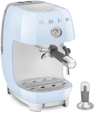 Smeg ECF03 Made in Italy Retro Espresso Machine with Cold Brew, 15 Bar Pump, Thermoblock Heating, Steam Wand, Adjustable Temperature, 47 oz Water Tank- (Pastel Blue) by Unknown