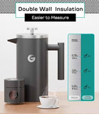 Coffee Gator French Press 34oz Gray and Gooseneck Kettle 40oz Stainless Steel for Pour Over - Image 6
