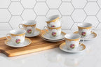 Porcelain Tea Set - White and Vintage Rose Floral Design, 12 Piece Set - Image 4
