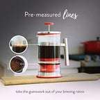 Simpli Press French Press Coffee & Tea Maker - Easy Cleanup & Customizable Smooth Coffee - Patented - Plastic-Free Premium Stainless Steel 34 oz - Red Color - Image 4