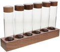 Mobestech Glass Coffee Bean Storage Tubes with Wooden Stand, 6 Pack by Mobestech