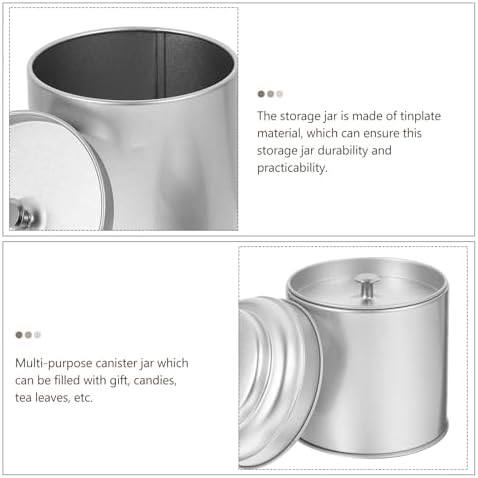 VALICLUD 6Pcs Tea Tin Canisters with Airtight Double Lids, Metal Food Storage Containers for Loose Leaf Tea and Candy, Household Kitchen Storage Jars in Frosted Silver - Image 6