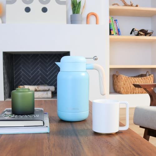 Aura Thermal Coffee Carafe - Vacuum Insulated Stainless Steel Tea Pot & Water Pitcher, Keeps Drinks Hot or Cold, BPA-Free, Beverage Dispenser - 51 oz Blue - Image 6