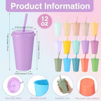 Honeydak 30 Pcs Reusable Plastic Tumbler with Lid&Straw,Glitter,Solid - Image 3