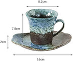 tea cups and saucers,Coffee Ceramic Cups Handmade Simple Japanese Cup and Saucer Set Afternoon Tea Milk Breakfast - Image 2