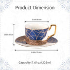 KAMMAK Tea Cups and Saucers Set of 2, Porcelain Coffee Cups, NX028 - Image 2