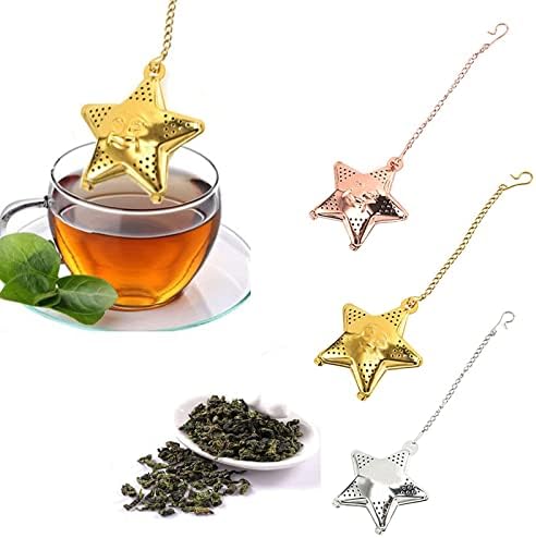 Tea Pot Star Stainless Steel Tea Ball with Chain Tea Artifact Heart-Shaped Tea Ball Household Tea with Tea Strainer for Scented Tea (Color : A) - Image 2