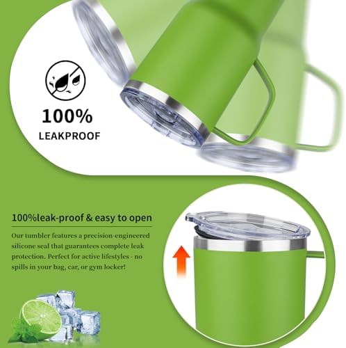 20oz Insulated Tumbler with Handle Stainless Steel Travel Coffee Mug with Lid and Straw Double Wall Vacuum Leak-proof Reusable Thermal Water Cup for Hot and Cold Drinks (Multicolor-9,6 Pack) - Image 5