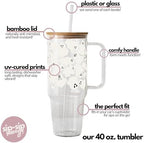 Sip-Sip Hooray! Classic Ghosties 40oz Glass Tumbler with Lid and Straw - Image 3