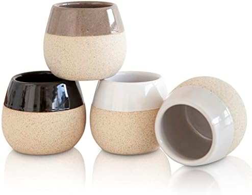 Ceramic Espresso Cups Set of 4, 4.5oz capacity - Small Modern Coffee Cups - Dishwasher Safe Cortado Macchiato Coffee Mugs for Nespresso Machine - Demitasse Cups - Espresso Accessories - Expresso Cup by Amarcado