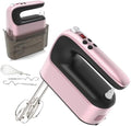 Yomelo 9-Speed Digital Hand Mixer Electric, 400W Powerful DC Motor, Hand Mixer Electric Handheld with Snap-On Storage Case, 5 Stainless Steel Accessories, Beaters, Dough Hooks, Whisk(Rose Gold) by Yomelo