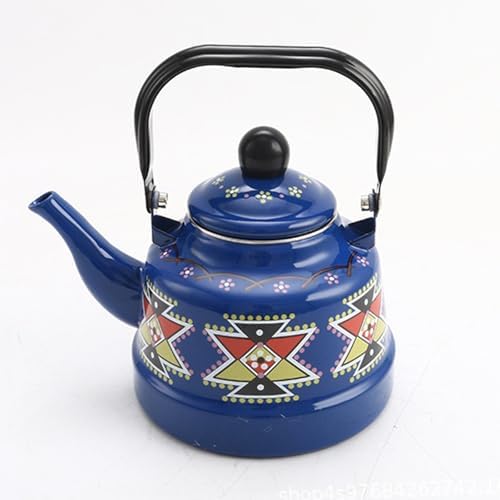 Enamel on Steel Whistling Tea Kettle, Kitchen Stovetop Teakettle for Brewing Tea and Coffee, VintageTea Pot for Living Room Decorations Domestic (Blue 2.5l) by Unknown