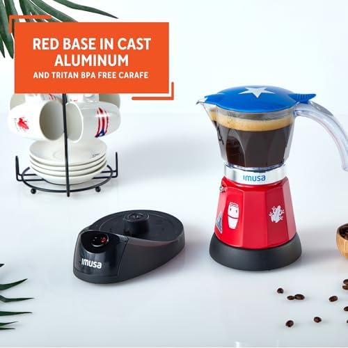 IMUSA 6 or 3 Cup Electric Boricua Espresso Coffee Maker, Red - Image 4