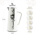 Insulated Carafe Flask 1L For Coffee, Tea & Hot Beverages, Double Wall Stainless Steel Build, Spill Resistant Lid, Portable Serving Pitcher, Long Heat Hold, Gift Idea by Otantik (Pearl White & Silver) - Image 5