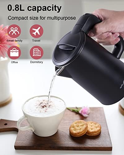 0.8L Electric Kettle Stainless Steel, 800 Watts Small Electric Kettle 27 Ounce Fast Boil Auto Shut-off, Portable Water Boiler for Small Kitchen, Business Trip and More - Image 2