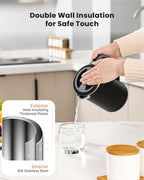 Small Kettle Electric, 0.8L Double Wall Portable Travel Kettle with 304 Stainless Steel, 600W Mini Hot Water Boiler with Auto Shut-off, Fast Boil, BPA-Free - Image 2