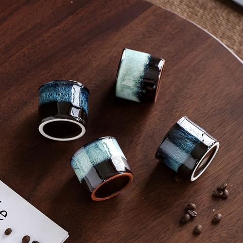 Japanese Tea Cups Set of 6, Ceramic Teacups, Chinese Tea Cups for Hot Tea or Coffee, Demitasse Cups 2.5 Ounces Coffee Mugs (mixed exterior) - Image 5